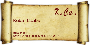 Kuba Csaba névjegykártya